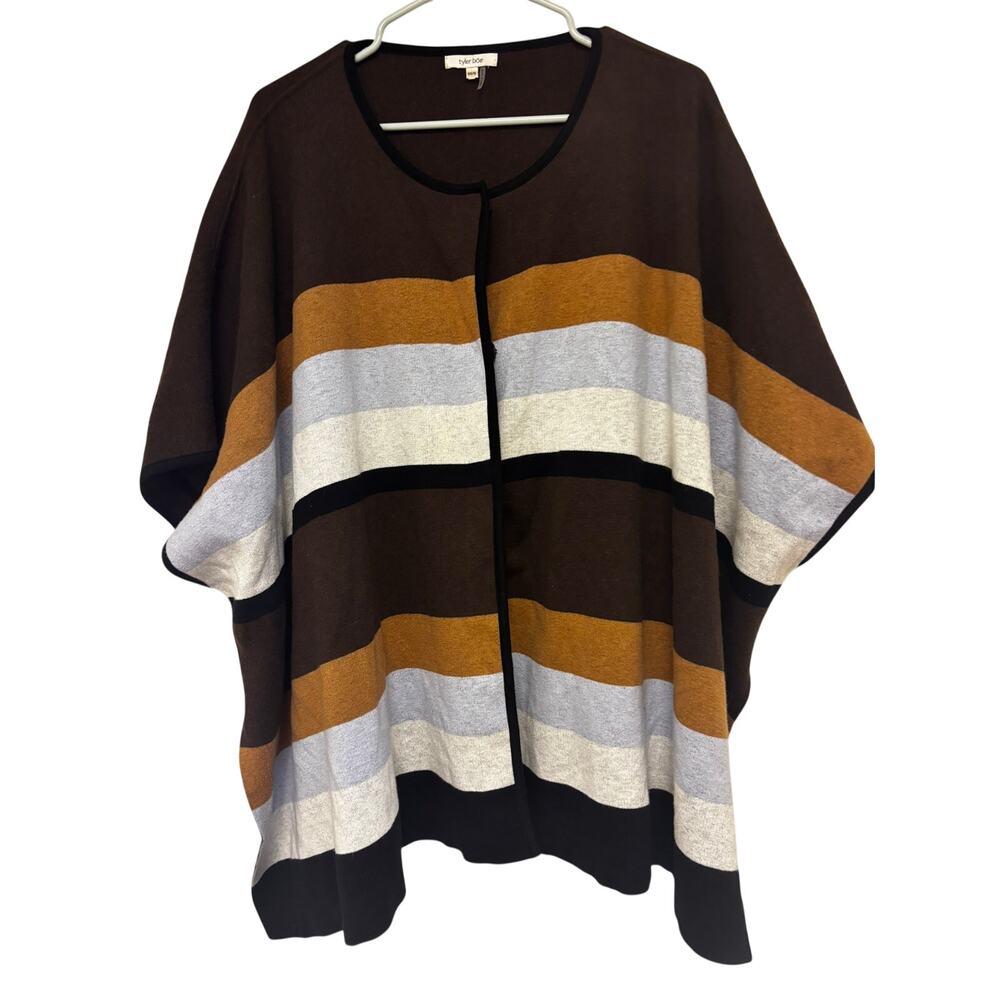 Tyler Boe Striped Cotton Cashmere Sweater Poncho Size XS/Small